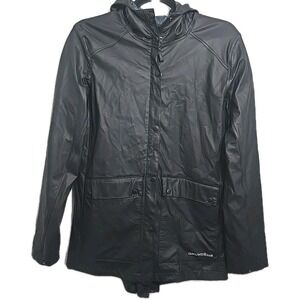 Grundens Black Full Zip Weather Watch Hooded Rain Jacket Men's Size Medium